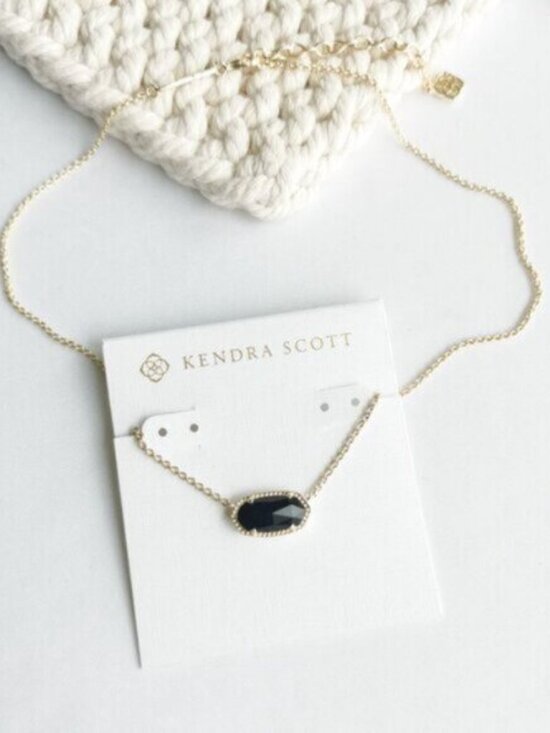 Kendra Scott Elisa Gold Black Opaque Glass Necklace - Picture 3 of 3